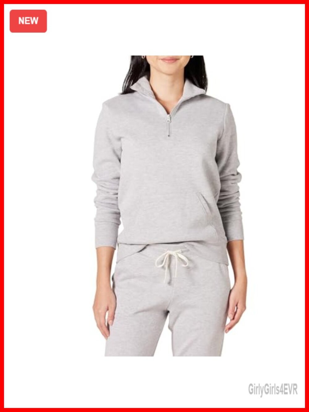 Women's Long Sleeve Quarter-Zip Fleece Pullover Sweatshirt Kangaroo Pocket